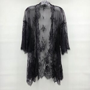 Avidlove Lace Kimono Small Black Sheer Whimsygoth Dark Fairy Coquette